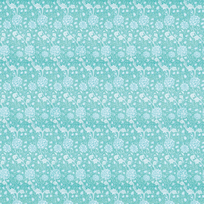 Padrão floral branco sobre fundo azul-turquesa