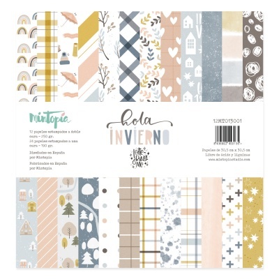 Papéis decorativos estampados variados em tons suaves