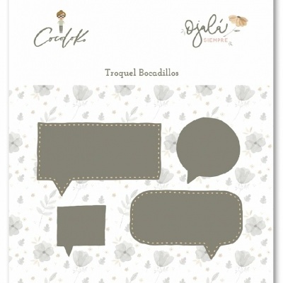 Conjunto de troquelados em formas de balões de fala cinza escuros sobre fundo branco floral