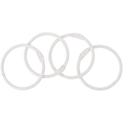 Quatro argolas de plástico brancas com fecho