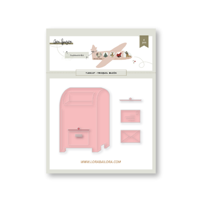 Conjunto em papel rosa para montar caixa de correio e acessórios