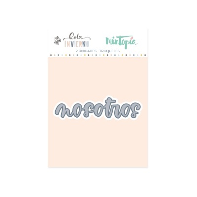 Troqueles metálicos com palavra 'nosotros' em suporte de papel decorativo