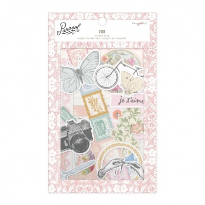 Pacote de pedaços de papel para scrapbook com ilustrações variadas e padrão floral