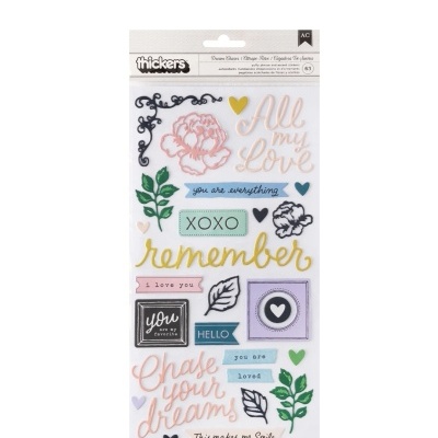 Conjunto de autocolantes decorativos com frases em inglês e elementos florais coloridos