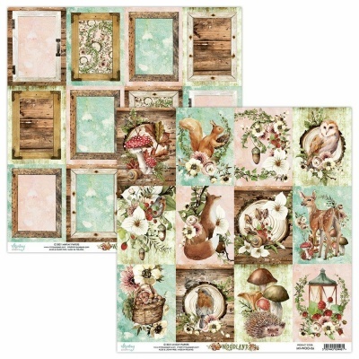 Papel decorativo para artesanato com padrões de animais e flores em tons pastel e fundos rústicos