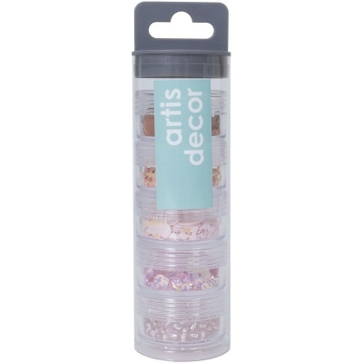 Conjunto de caixas plásticas transparentes com decoração brilhante e etiqueta Artis Decor