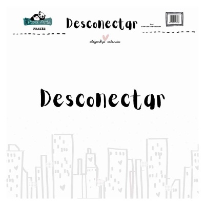 Folha branca com a palavra 'Desconectar' em destaque e logótipo Paper Arte com panda