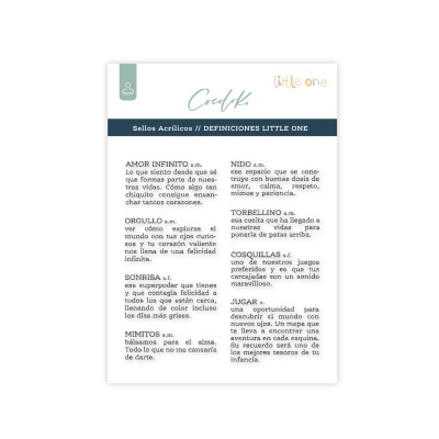 Folha com texto impresso em espanhol e cabeçalho colorido Little One