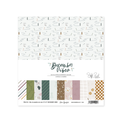 bloco de papéis para scrapbooking com padrões natalícios em tons pastel