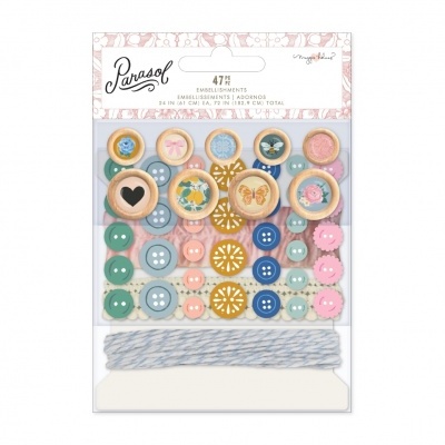 Pacote de botões coloridos e papel torcido para trabalhos manuais