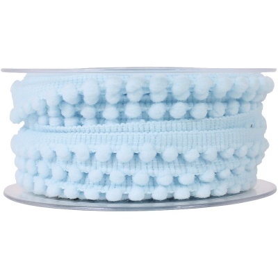 Rolo de fita com pompons azul claro
