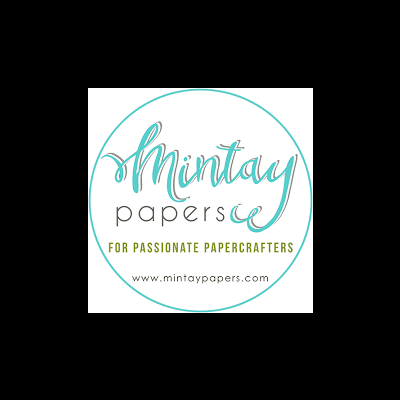 Logótipo circular com texto Mintay papers e informação sobre papelaria