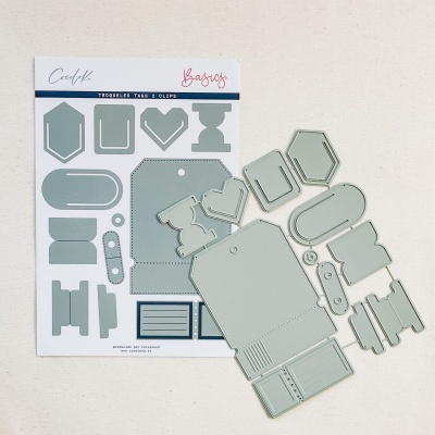 Moldes metálicos para etiquetas e clipes com folha ilustrativa