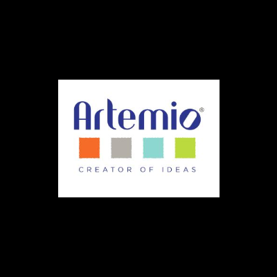 Logótipo da Artemio com quadrados coloridos e texto CREATOR OF IDEAS