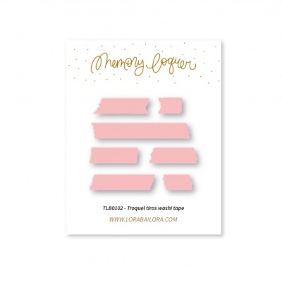 Cartão com tiras de washi tape cor-de-rosa e texto Memory logger