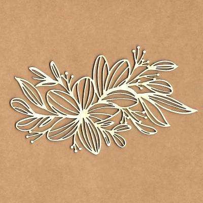 Elementos decorativos florais creme sobre fundo castanho