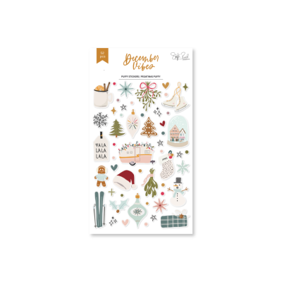 Autocolantes decorativos com temas natalícios em várias cores suaves