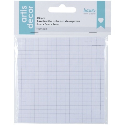 Pacote branco e azul com almofadillas adesivas de espuma quadriculadas