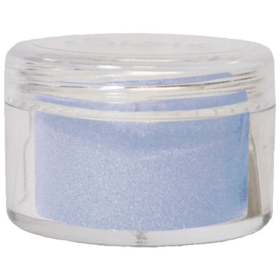 Pote transparente com pigmento azul em pó