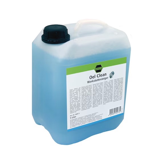 arecal OEL CLEAN - limpador de oficina Recipiente plástico azul com tampa preta e etiqueta de produto de limpeza