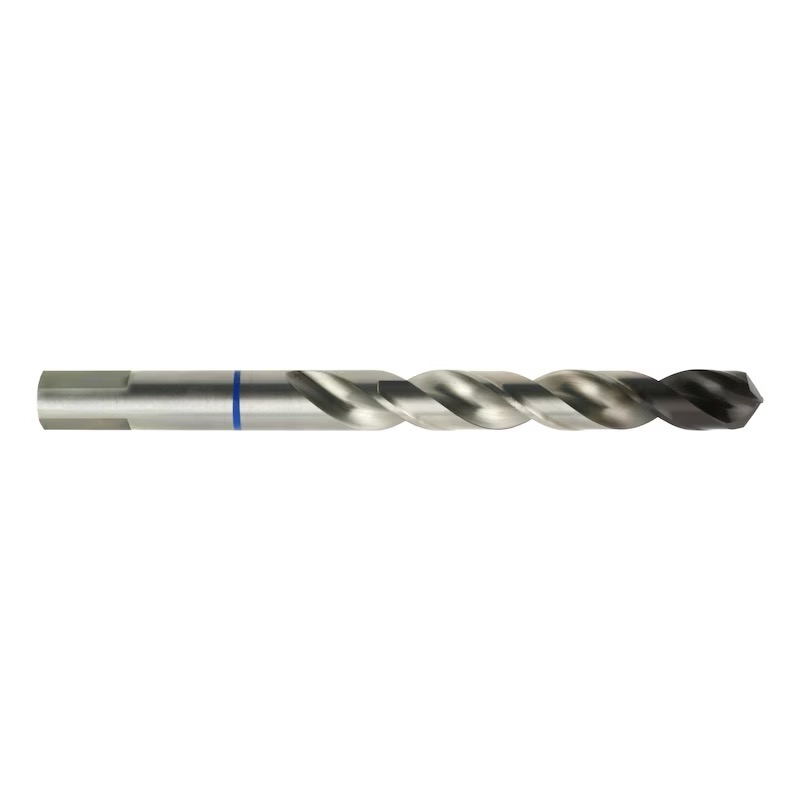 EVO Broca Helicoidal DIN 338 HSS Broca metálica prateada com espiral e linha azul na haste