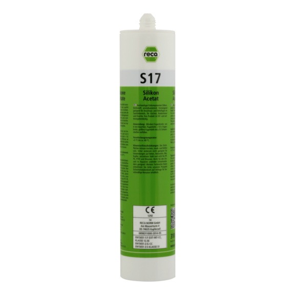 S 17 Silikon RECA Acetato Cartucho branco e verde do produto reca S17 Silikon Acetat