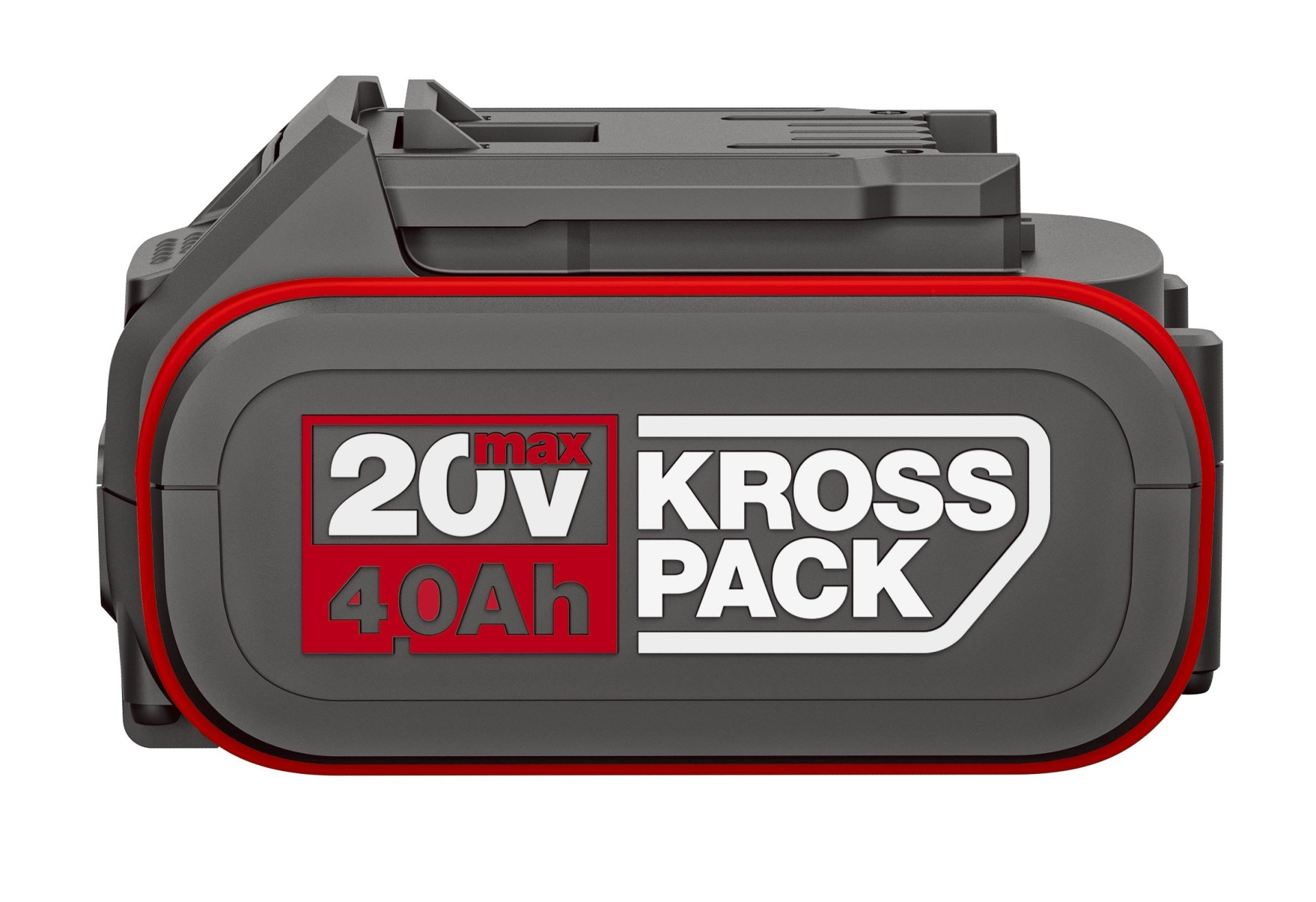 KAB21 - Bateria de Lítio 20V 4.0Ah Kress Bateria de ferramenta elétrica 20V max 4,0Ah KROSS PACK cinzenta e preta com detalhes vermelhos