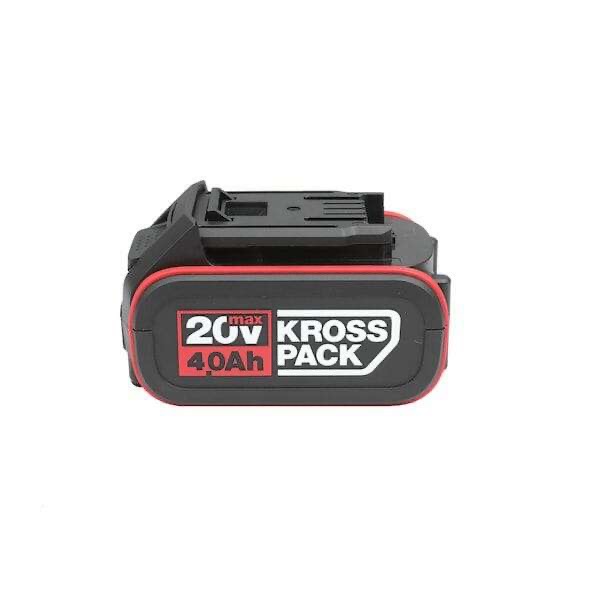 KAB21 - Bateria de Lítio 20V 4.0Ah Kress Bateria recarregável preta e vermelha com etiqueta KROSS PACK 20V max 4.0Ah