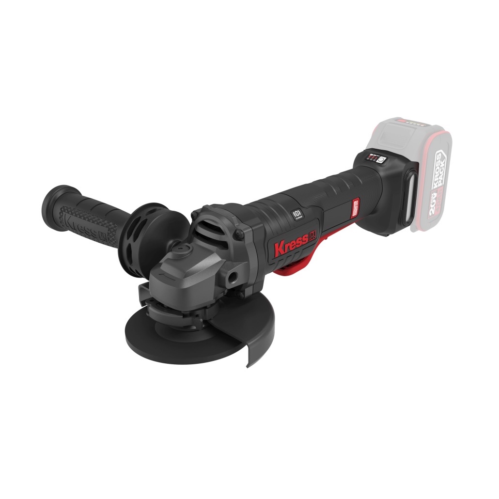 Rebarbadora Angular KUH04 Esmerilhadora angular sem fio Kress preta e vermelha com empunhadura lateral