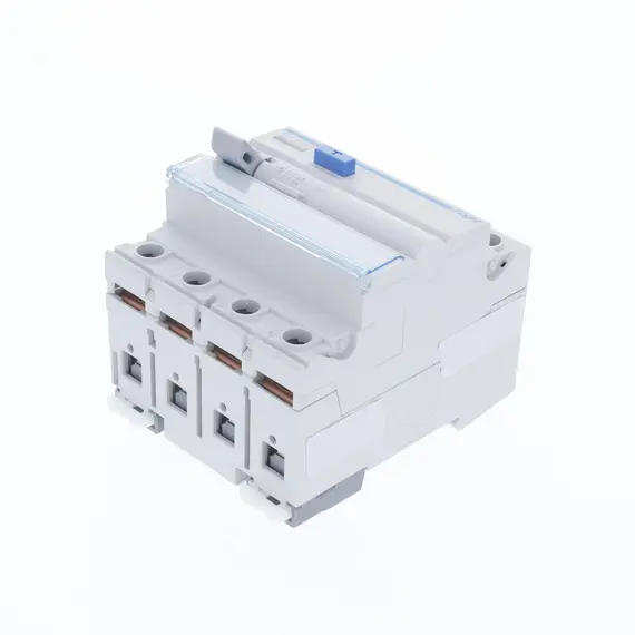HAGER CDA440D – Interruptor Diferencial 4P 40 A | 30 mA Tipo A Disjuntor tripolar branco com botão azul