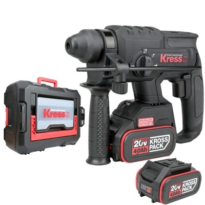 Martelo perfurador sem fio Kress preto com mala e bateria vermelha e preta