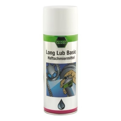 Lata de spray lubrificante Arecal Long Lub Basic com design branco, verde e vermelho