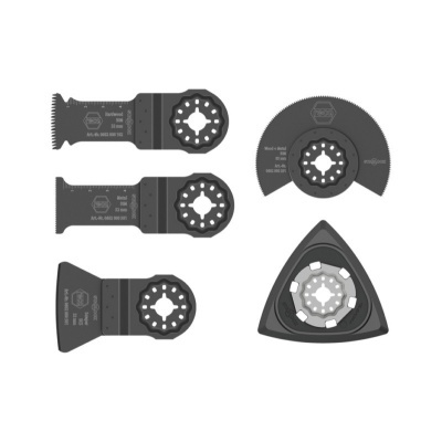 Conjunto de lâminas para ferramentas multifuncionais em metal preto com texto branco