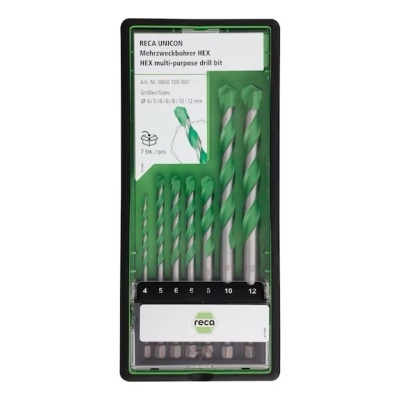Conjunto de brocas HEX multiuso RECA UNICON em embalagem de plástico