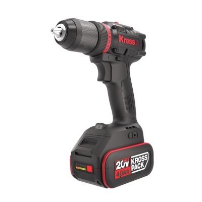 Parafusadora elétrica a bateria Kress preta e vermelha