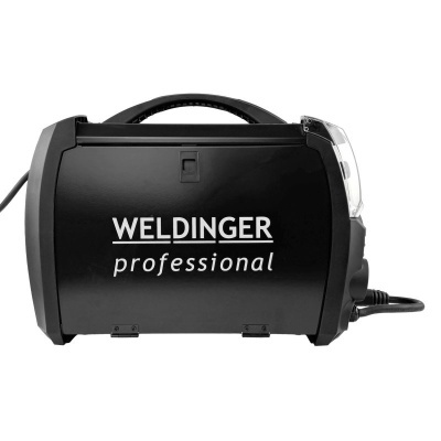 Aparelho de soldadura preto com alça e texto WELDINGER professional