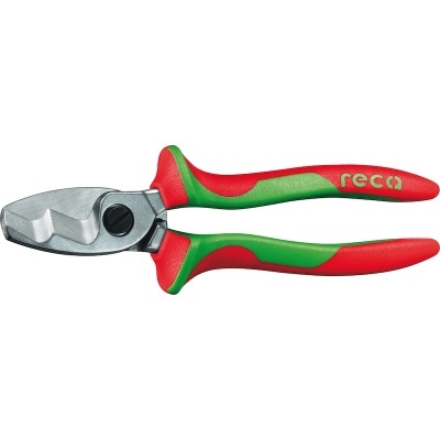 Alicate de corte com punhos vermelhos e verdes, marca RECA