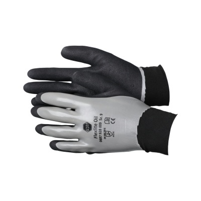Luvas de trabalho FlexiTec Oil cinzento e preto