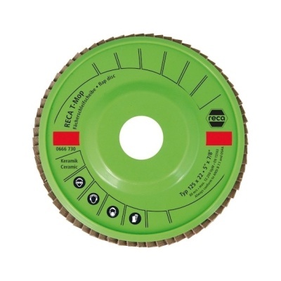 Disco abrasivo de flap verde RECA T-Mop para cerâmica