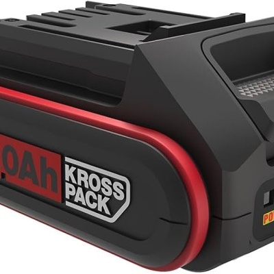 Bateria recarregável preta e vermelha com texto 20V max 20AH KROSS PACK