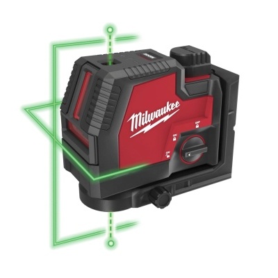 Laser de linha e ponto Milwaukee com luz laser verde