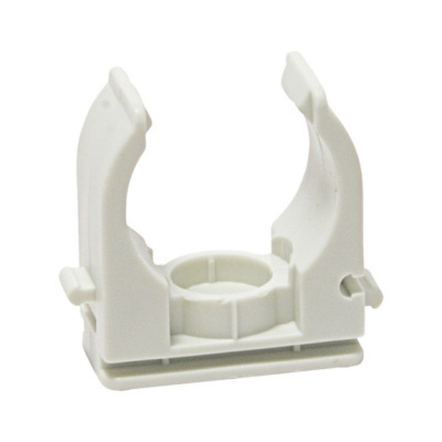 Suporte de plástico branco para tubos com base retangular e hastes curvas