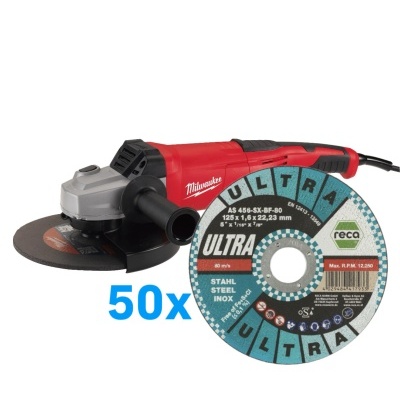 Esmerilhadora elétrica com disco abrasivo ULTRA e texto 50x