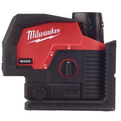 Dispositivo de medição a laser compacto vermelho e preto da Milwaukee.
