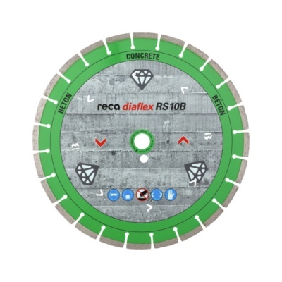 Disco de corte verde para betão com texto reca diaflex RS10B