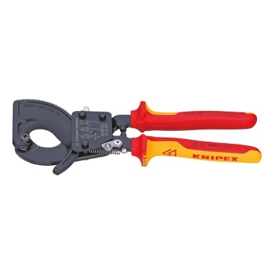 Alicate isolado Knipex vermelho e amarelo com mecanismo de corte