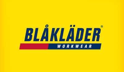 Logotipo da marca BLÅKLÄDER sobre fundo amarelo