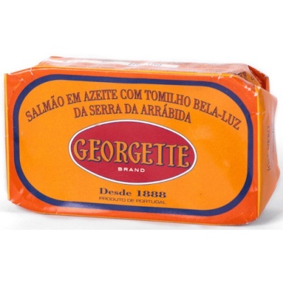 Embalagem laranja de salmão em azeite Georgette com tomilho