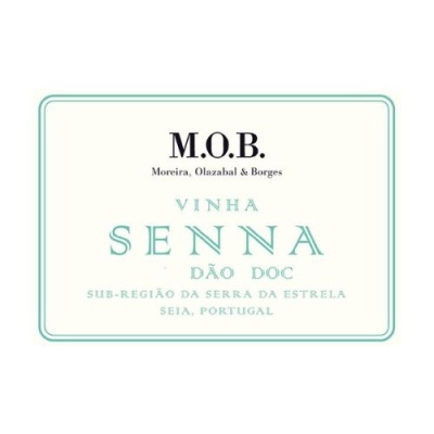 Etiqueta de vinho branco com texto em preto e verde claro sobre fundo branco