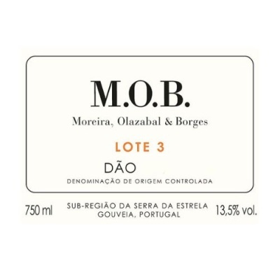 Etiqueta de vinho M.O.B. Lote 3 do Dão, 750 ml, 13,5% vol.